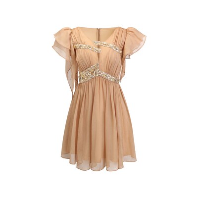 重工钉珠雪纺连衣裙女新款