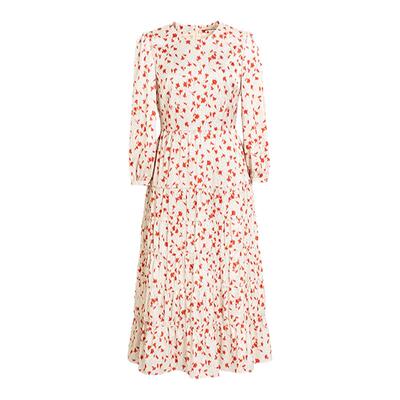 HeyDress法式缎面碎花长袖连衣裙