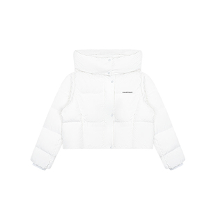 CALLED BACK短款羽绒服女2025冬季新款白色连帽90白鹅绒保暖外套
