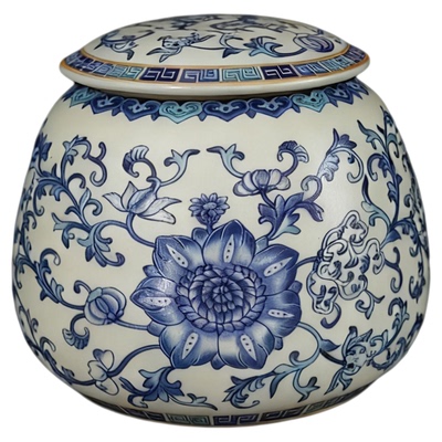 德化陶瓷青花茶叶罐密封罐
