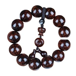 海南黄花梨紫油梨老料满芝麻纹水波瘤疤佛珠手串男女款1.5沉水级