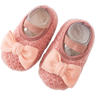 宝宝地板袜婴儿袜子泰迪绒面加厚防滑学步秋冬室内加绒女童袜子鞋