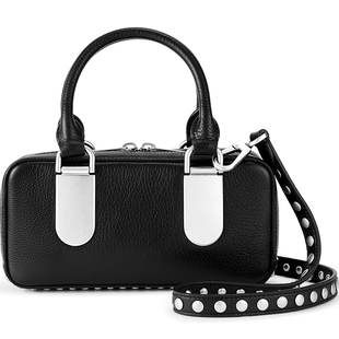 TADFAB包包铆钉设计黑色波士顿包包手提斜挎包2025新款