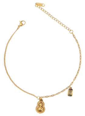 好运旋转葫芦福牌脚链