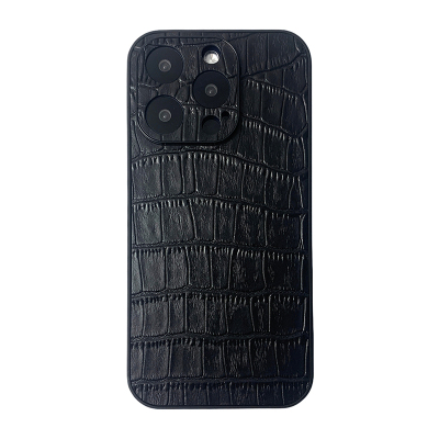 真皮头层牛皮鳄鱼皮纹商务手机壳