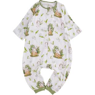 安旦前四后二婴儿睡袋夏新品双层竹棉宝宝分腿睡袋空调房防踢被