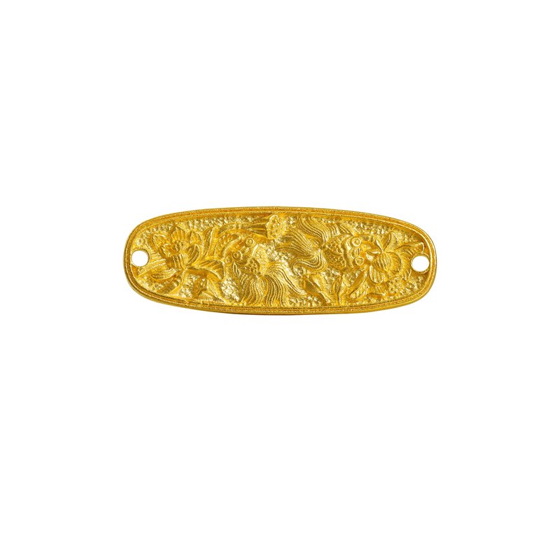 老克勒古法黄金錾刻荷金有余手牌