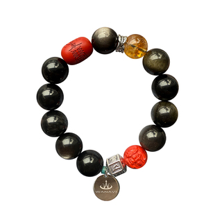 瓦萨比2026年本命生肖朱砂手链男女款金曜石串珠手串情侣开運配饰