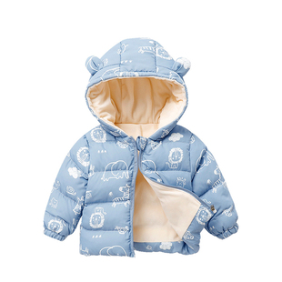 宜爽儿棉袄加绒棉衣儿童羽绒棉服男女童宝宝冬季加厚外出外套羽绒