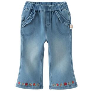 戴维贝拉儿童A类加绒裤子2026女童冬装新款牛仔长裤女宝宝喇叭裤