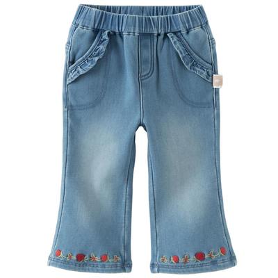 戴维贝拉女童牛仔加绒喇叭裤