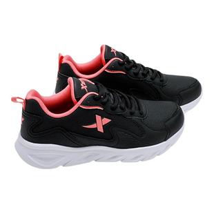 特步女鞋2025冬季新款运动鞋鞋女黑色加绒休闲鞋子防水皮面跑步鞋