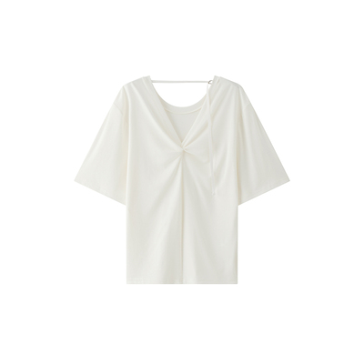 TEASEL「双穹褶」正反两穿 轻薄镂空扭结气质莱赛尔软糯短袖T恤