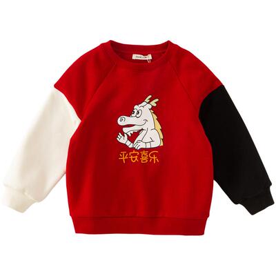 戴维贝拉男童国风加绒卫衣