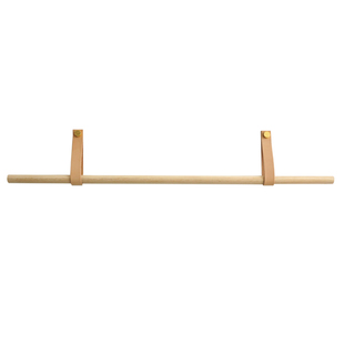 WULIHOME 真皮实木衣架皮带挂衣杆壁饰衣帽钩卧室玄关装饰道具