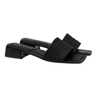 fed黑色一字拖鞋夏季新款女鞋气质方头低跟凉拖鞋女款S0321-ZC589