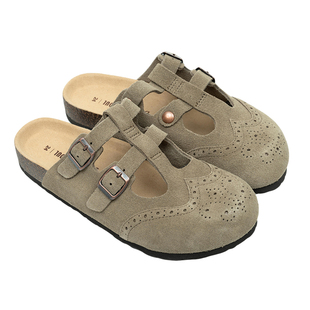 CPU女25秋冬新品学院风磨砂皮玛丽珍英伦水松一脚蹬懒人单鞋RO