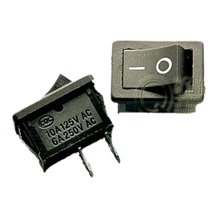 桥田|船型开关 翘板电源开关KCD1-101 黑色 2脚2档 6A/250V(20只)
