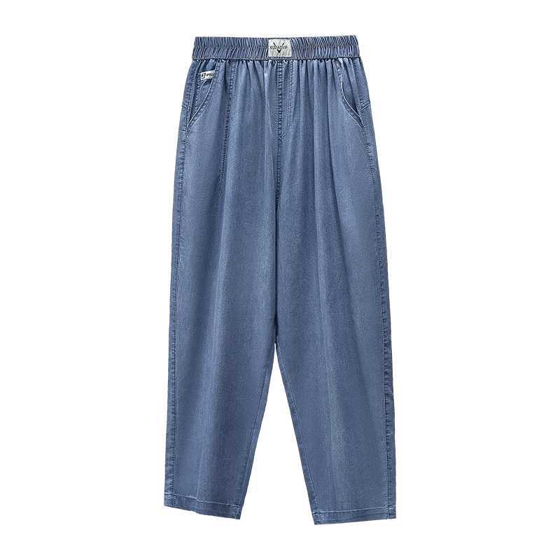 胖女孩冰丝牛仔裤夏加肥薄