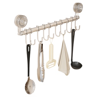 吸盘厨房滑轨挂钩一排厨柜门内侧收纳整理架免打孔挂杆挂架置物架