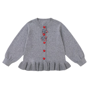 嘟嘟家女童毛衣纯棉春季儿童上衣女宝针织衫童装宝宝衣服洋气新款