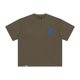 FEAROM潮新品230G凉感速干运动风男短袖宽松冰凉蓝色胶章情侣T恤