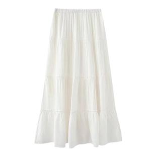 白色a字蛋糕裙女秋季新款胖mm大码遮胯显瘦梨形身材中长款半身裙