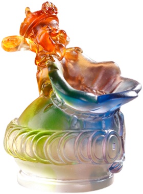 珍悦古法琉璃财神到招财福袋摆件