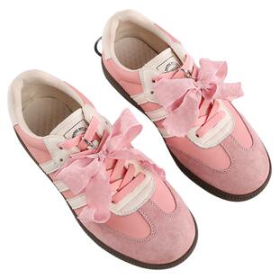 德训鞋带配饰珍珠蝴蝶结鞋扣samba板鞋装饰挂件芭蕾风粉蓝色女款