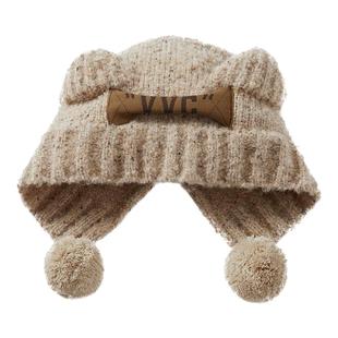 【成毅同款】VVC绒云熊耳帽女大头围显脸小针织帽保暖秋防寒头套