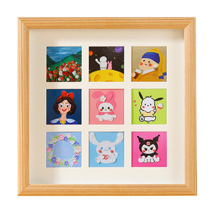 实木中空油画棒画框装裱定制4 9宫格相框绘画作品展示架摆台挂墙