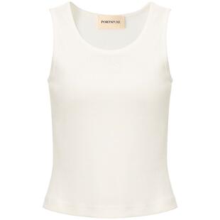 宝姿PORTSPURE女装舒适简约百搭白针织刺绣显瘦吊带背心