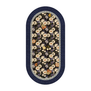 蓝色中古毛绒地毯卧室床边地毯复古美式地垫卧室房间加厚毛毯垫子