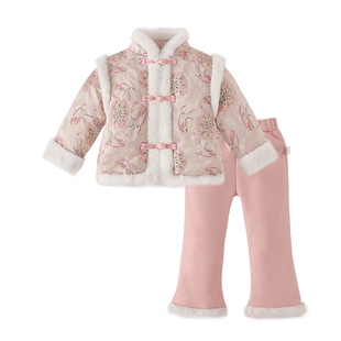 [抗菌锁温]女童唐装冬季汉服冬装加厚拜年服宝宝夹棉保暖加绒套装