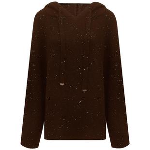 COCOBELLA细闪亮片针织毛衣女美拉德色系松弛感保暖休闲帽衫MZ579