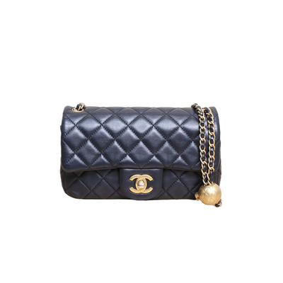 【自营】中古95新Chanel/香奈儿斜挎包CF口盖包大Mini黑色皮革S