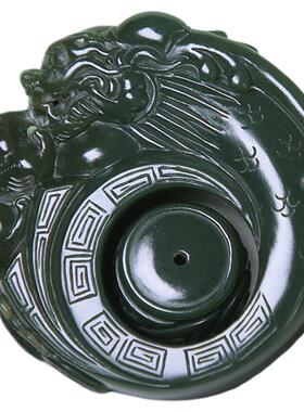 珪宝和田玉青玉龙鼠玉琮内径23mm