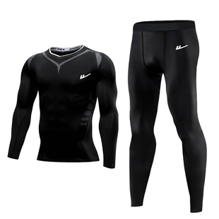 回力健身服跑步运动套装女款长袖长裤打底紧身速干衣瑜伽户外女士