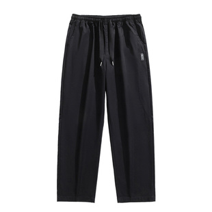 阔腿卫裤男夏装男裤2025年新款夏季黑色运动直筒休闲长裤男生裤子