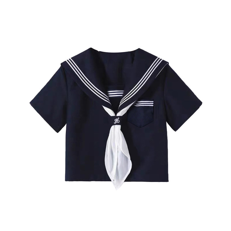 绀三本原创正统JK制服基础款藏青色学院风校供中间水手服春夏套装