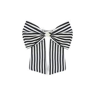 L. ERICKSON/莱丽克森格雷系蝴蝶结发夹 黑白条纹