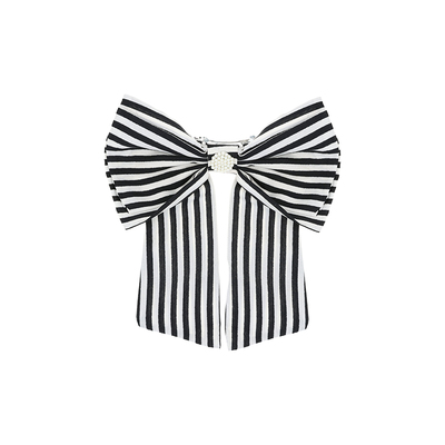 L. ERICKSON/莱丽克森格雷系蝴蝶结发夹 黑白条纹