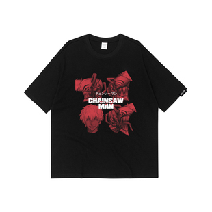 COMPETET SILENCE | 电次周边同人少年日式宽松纯棉短袖t恤电锯人