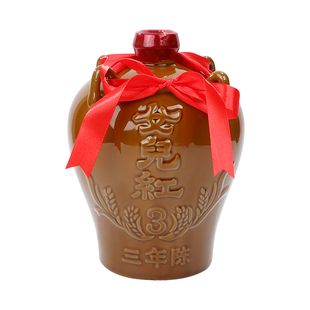 绍兴黄酒女儿红三年陈手工陈酿加饭酒 1.5L陶坛装3斤花雕酒