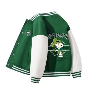 史努比儿童棒球服男童外套春秋款夹克潮酷男大童休闲上衣牛仔穿搭