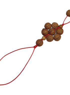 纯手编红绳桃核七星阵挂件吉祥物