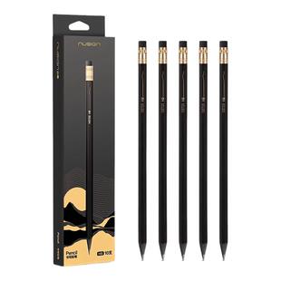 得力纽赛黑木可刻字铅笔hb学生一二年级学生石墨黑金无铅毒2b