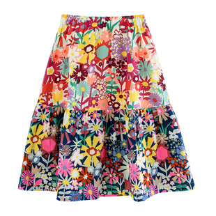 ILOVEJ童装复古碎花拼接长裙儿童秋装女童度假长款裙子/JUFSK08