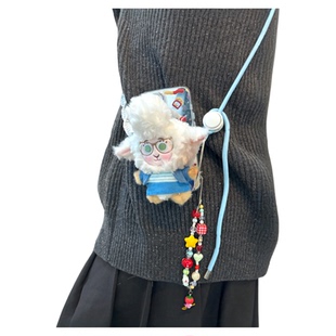 正版疯狂动物城羊副市长毛绒公仔定制手机背夹斜挎款卡通可爱礼物