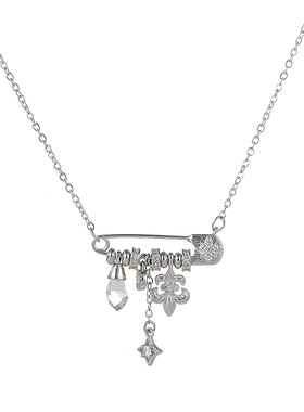 轻奢闪钻别针鸢尾十字架星星项链